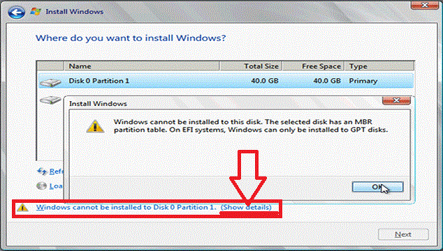 Windows 7 nu poate fi instalat pe hard disk GPT